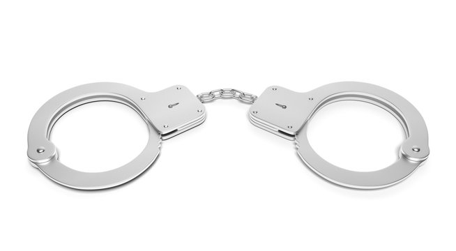 Handcuffs. 3d rendering illustration isolated