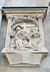 Relief sculpture, the Lamentation of Christ, Stephansdom, Vienna, Austrai