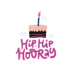 Birthday cake with calligraphy vector illustration