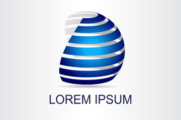 Abstract technology logo stylized spherical surface with abstract shapes. This logo is suitable for global company, world technologies, media and publicity agencies 