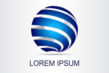 Abstract technology logo stylized spherical surface with abstract shapes. This logo is suitable for global company, world technologies, media and publicity agencies 