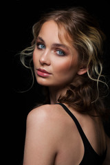Make up beauty. Close up beautiful blonde fashion young woman