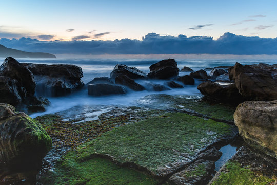 Rocking the Greens and Blues Dawn Seascape
