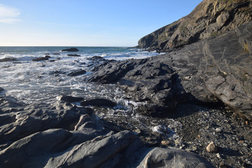 Incoming tide Tregardock Beach North Cornish Coast
