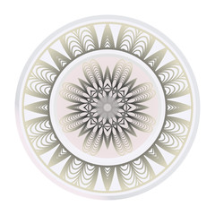 Art Deco Pattern Of Round Floral Mandala. Vector Illustration. Design For Printing, Presentation, Textile Industry