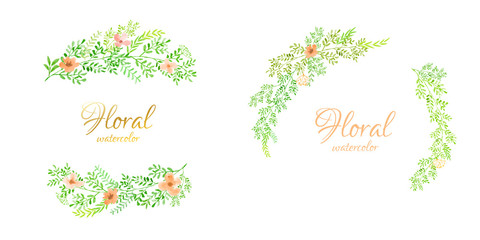 spring frame watercolor flowers vector	