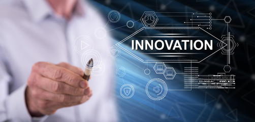 Man touching an innovation concept