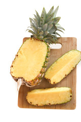 sliced pineapple on a white background