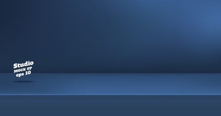 Vector,Empty dull navy blue color studio table room background ,product display with copy space for display of content design.Banner for advertise product on website.