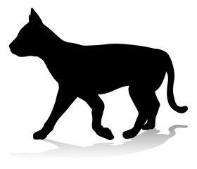 An animal silhouette of a pet cat