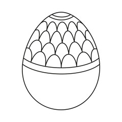 Line art black and white easter egg with pattern