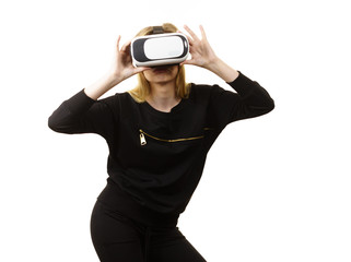 Woman wearing VR goggles