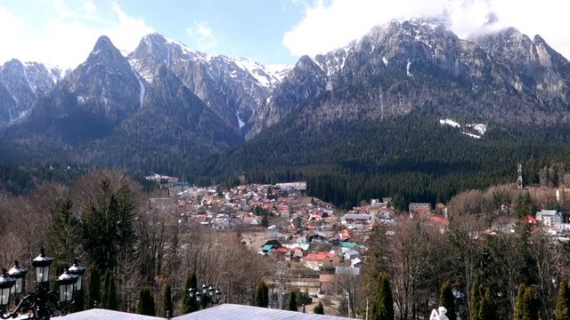 Busteni Village and Carphatian mountains