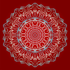 Traditional Ornamental Floral Mandala. Vector Illustration. For Modern Interiors Design, Wallpaper, Textile Industry. red silver color