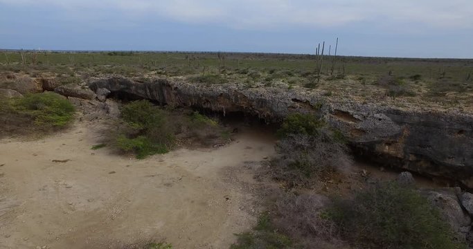 Aerial shot of the caves which Arawak Indians used on Bonaire.