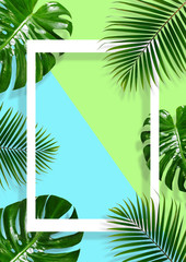 Photo creative tropical green leaf summer frame