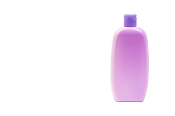 Baby oil or shampoo bottle isolated on white background. Healthcare and business concept