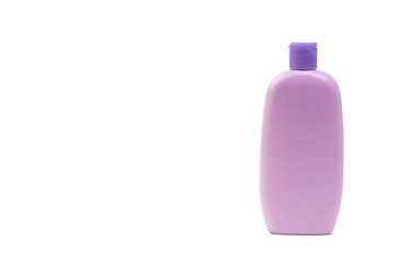 Baby oil or shampoo bottle isolated on white background. Healthcare and business concept