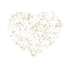 Memphis style geometric confetti vector background of triangle circle square shapes, chevron wavy lines.