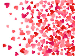 Red flying hearts bright love passion vector background.