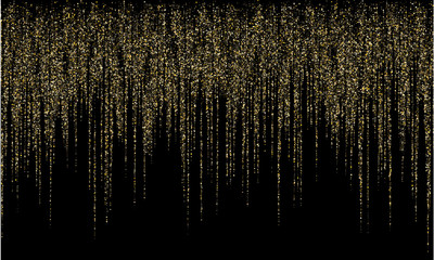 Garland border gold glitter vector background illustration.