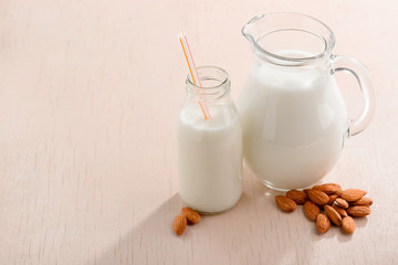 Jug and bottle of milk
