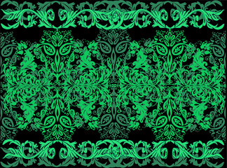 green wide decorated band on black