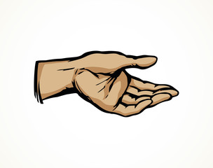 Hand begging alms. Vector drawing