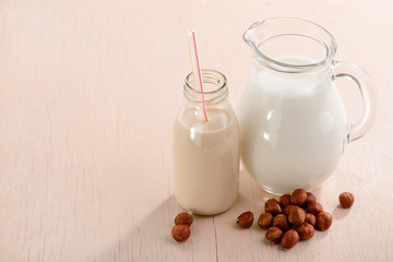 Vegan milk and hazelnuts