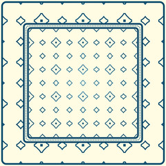 Obraz premium Geometric Ornament With Frame, Border. Art-Deco Background. Bandanna, Shawl, Scarf, Tablecloth Design. Blue milk color