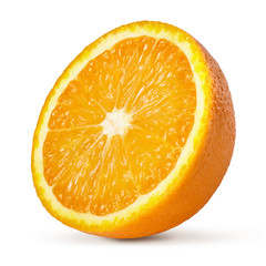 A half of orange isolated on white background.