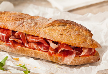 Spanish ham sandwich - obrazy, fototapety, plakaty