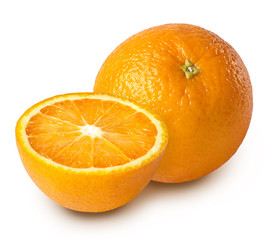 Fresh orange on white background.