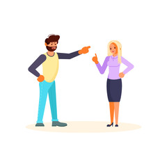 Boss reproaching his employee. 