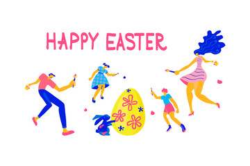 Happy Easter Horizontal greeting banner. 