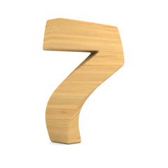 Number seven on white background. Isolated 3D illustration