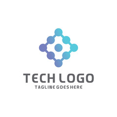 Modern Logo Technology for Business, Creative Technology Symbols for Companies, Logotypes of Digital Concepts and Circles, Connections and Networks Icons, Energy and Molecule Vector, Tech Logo Design.