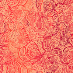 Colorful background with ornate repeating paisley pattern. Beautiful ornate floral seamless pattern vector template.