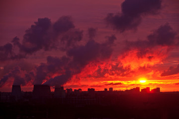 Fototapeta premium sunset over the city