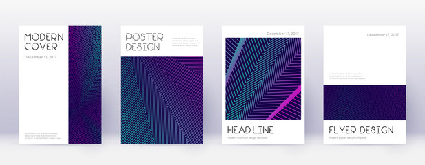 Minimal brochure design template set. Neon abstrac
