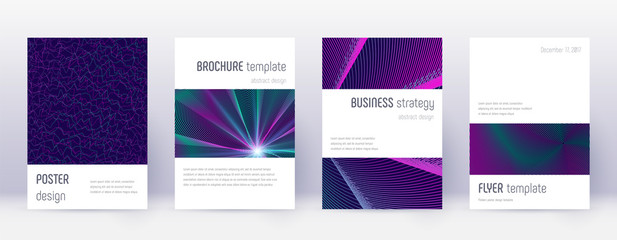 Minimalistic brochure design template set. Neon ab