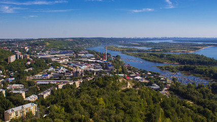 view from the mountains to the river Volga and the city