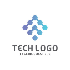 Modern Logo Technology for Business, Creative Technology Symbols for Companies, Logotypes of Digital Concepts and Circles, Connections and Networks Icons, Energy and Molecule Vector, Tech Logo Design.