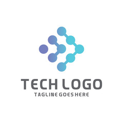 Modern Logo Technology for Business, Creative Technology Symbols for Companies, Logotypes of Digital Concepts and Circles, Connections and Networks Icons, Energy and Molecule Vector, Tech Logo Design.