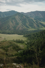 Naklejka premium The beauty of a sunset the beauty of a valley in the Altai