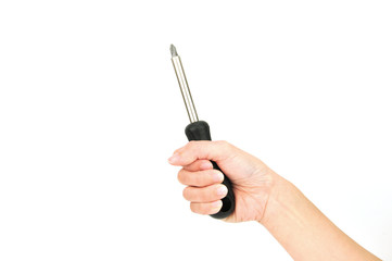 screwdriver in woman hand