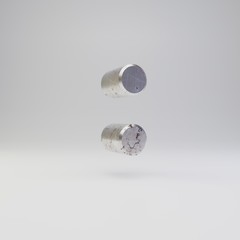 Metal colon symbol. 3D render scratched rusty metal font isolated on white background.