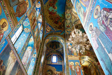 Fototapeta na wymiar Russia; St. Petersburg. Interior of the Church of the Spilled Blood