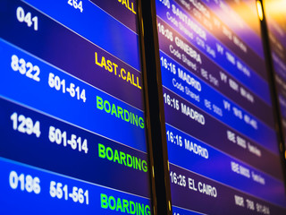 Flight Information Timetable board Airline flight detail at airport