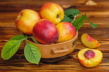 peaches nectarines in a vase